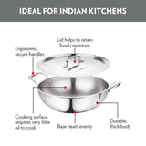 Borosil Cookfresh Triply Kadhai with Lid & Stainless Steel Handle