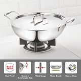 Borosil Cookfresh Triply Kadhai with Lid & Stainless Steel Handle