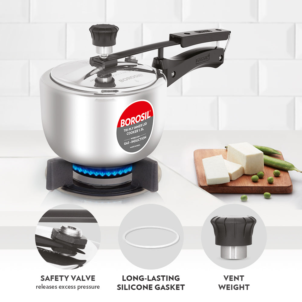 Borosil Inner Lid Triply Pressure Cooker