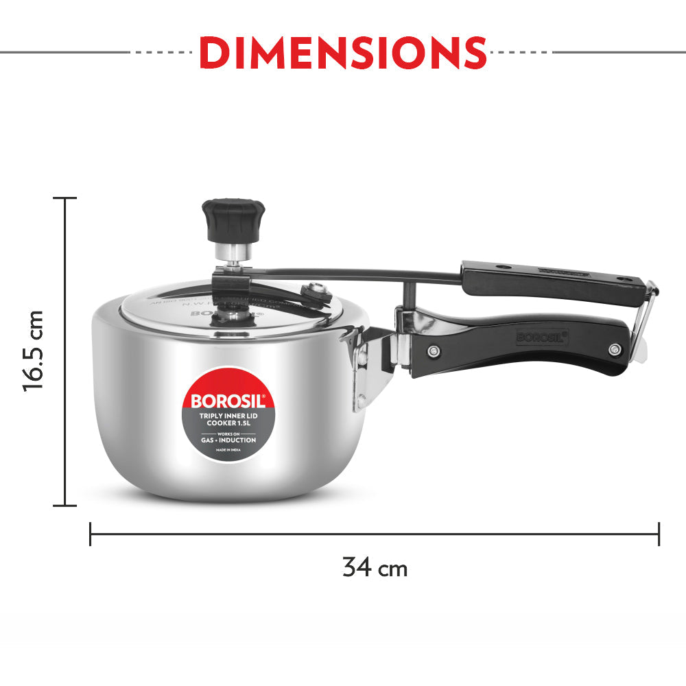 Borosil Inner Lid Triply Pressure Cooker