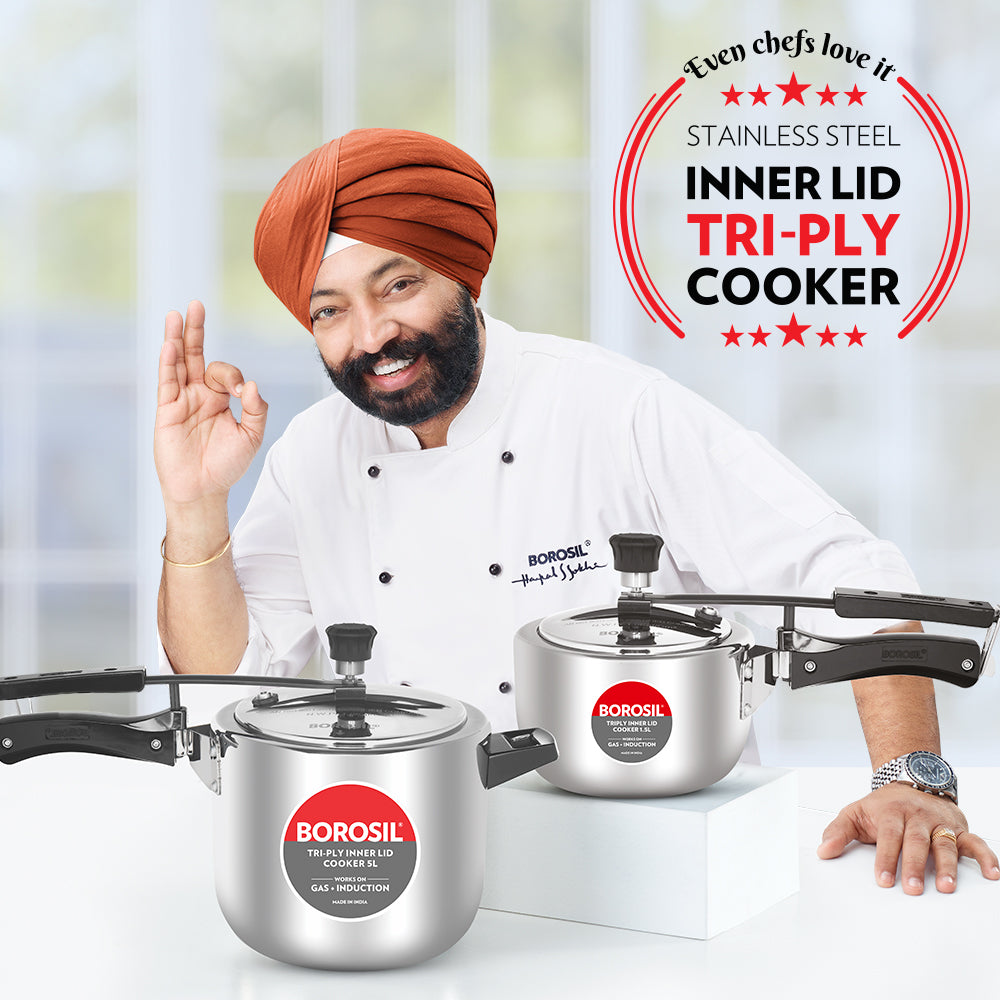 Borosil Inner Lid Triply Pressure Cooker