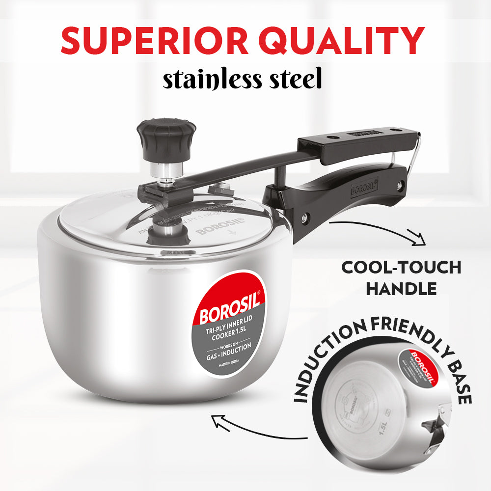 Borosil Inner Lid Triply Pressure Cooker