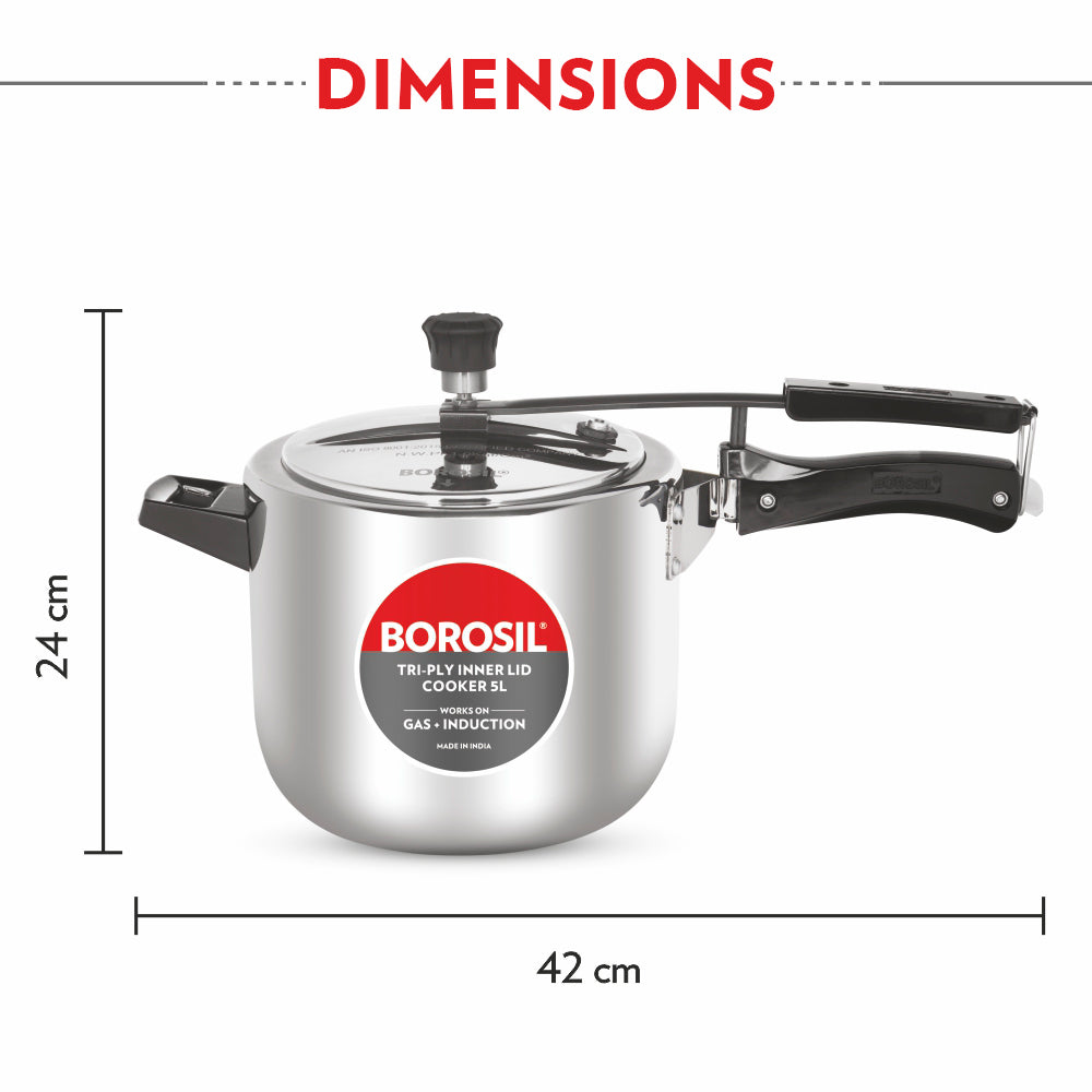 Borosil Inner Lid Triply Pressure Cooker