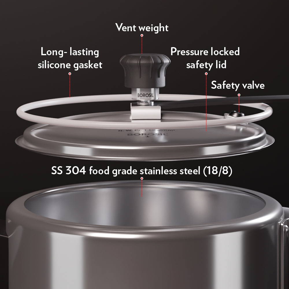 Borosil Inner Lid Triply Pressure Cooker