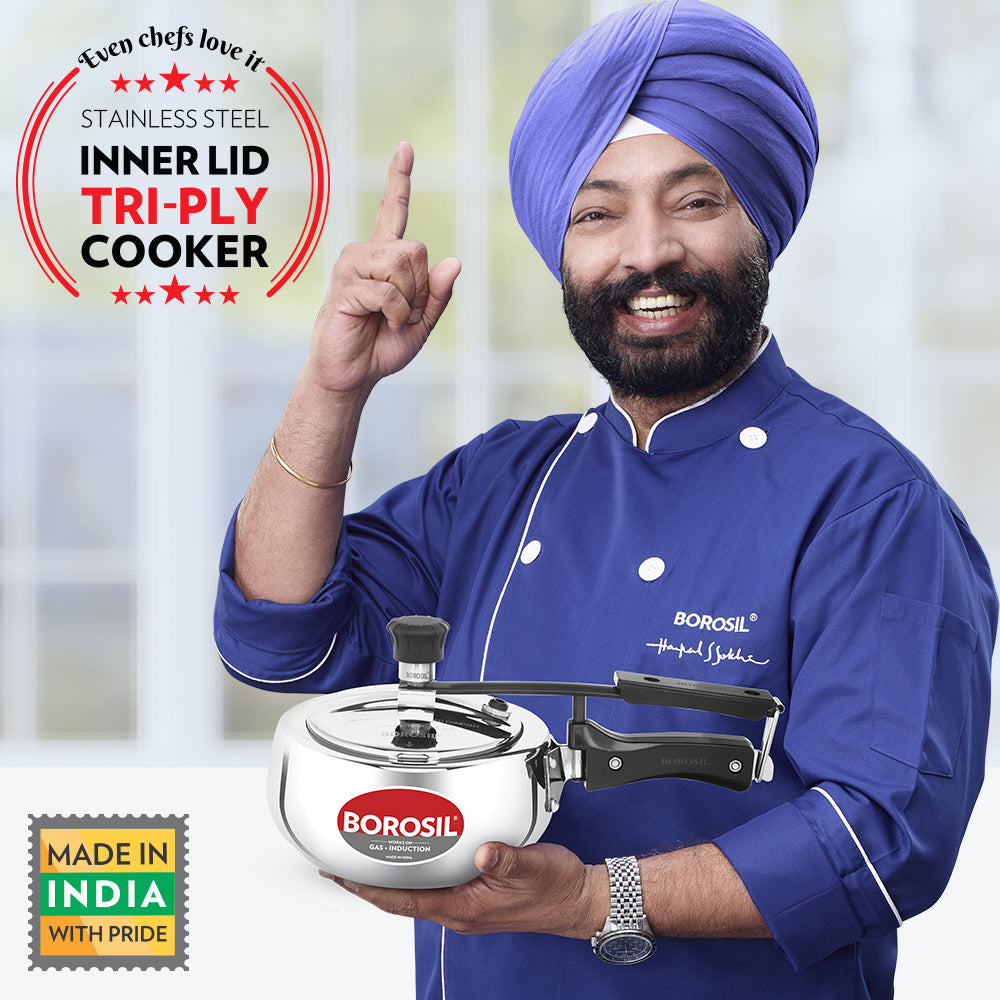 Borosil Pronto Triply Inner Lid Pressure Cooker
