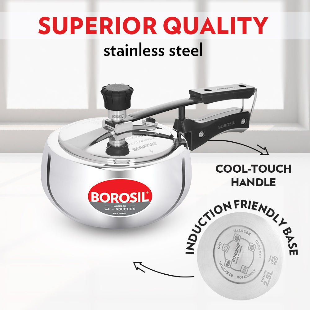 Borosil Pronto Triply Inner Lid Pressure Cooker