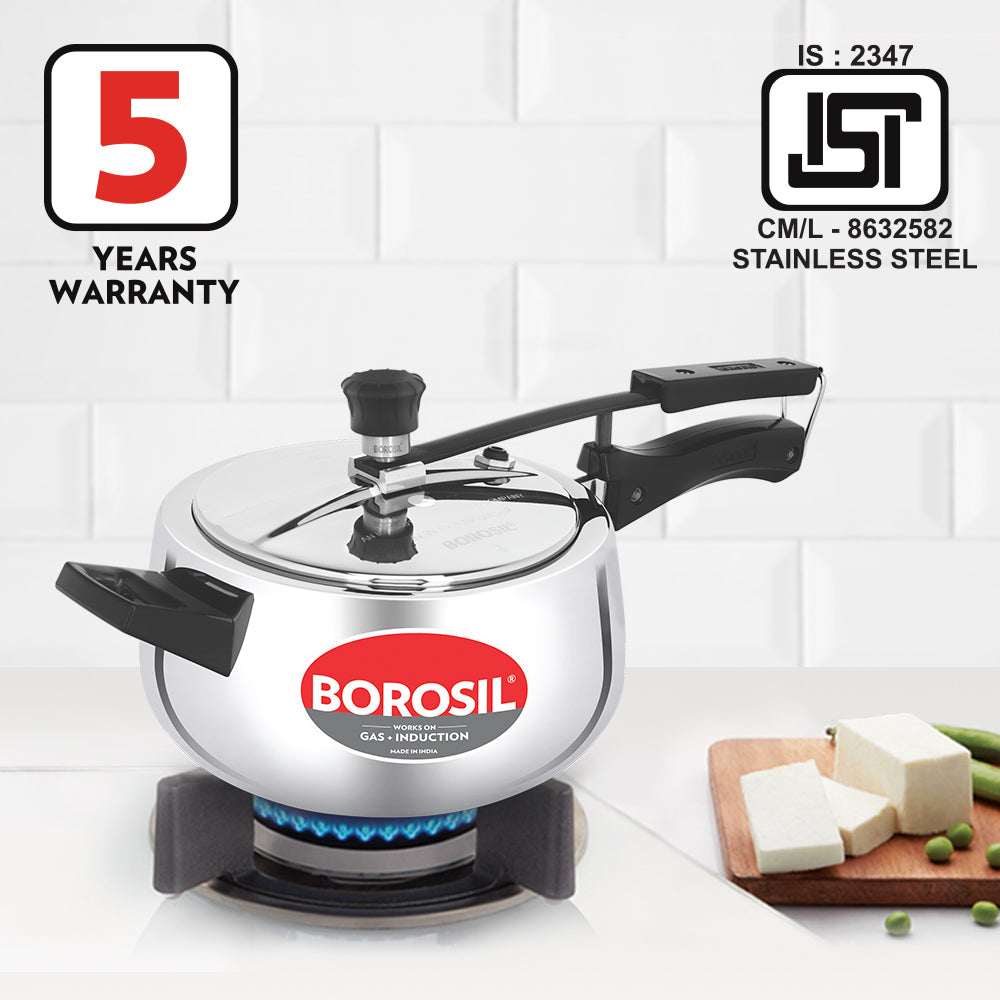 Borosil Pronto Triply Inner Lid Pressure Cooker