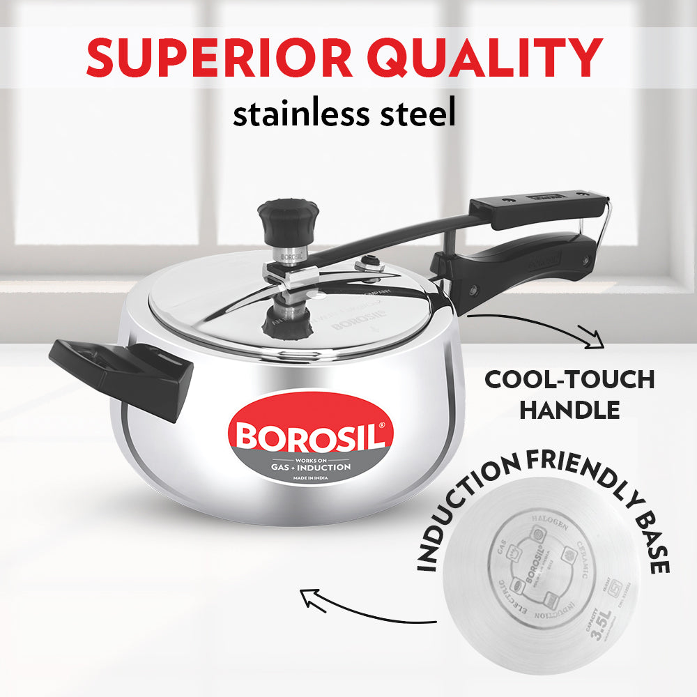 Borosil Pronto Triply Inner Lid Pressure Cooker