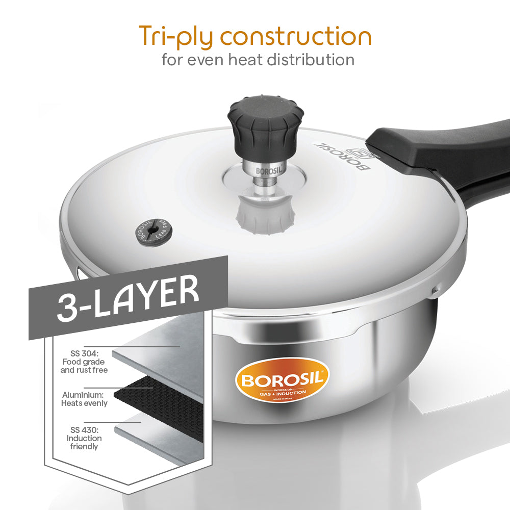Borosil Presto Triply Outer Lid Pressure Cooker