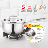 Borosil Cookfresh Triply Saucepan with Lid & Steel Handle