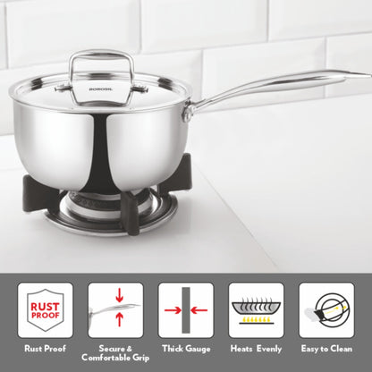 Borosil Cookfresh Triply Saucepan with Stainless Steel Handle