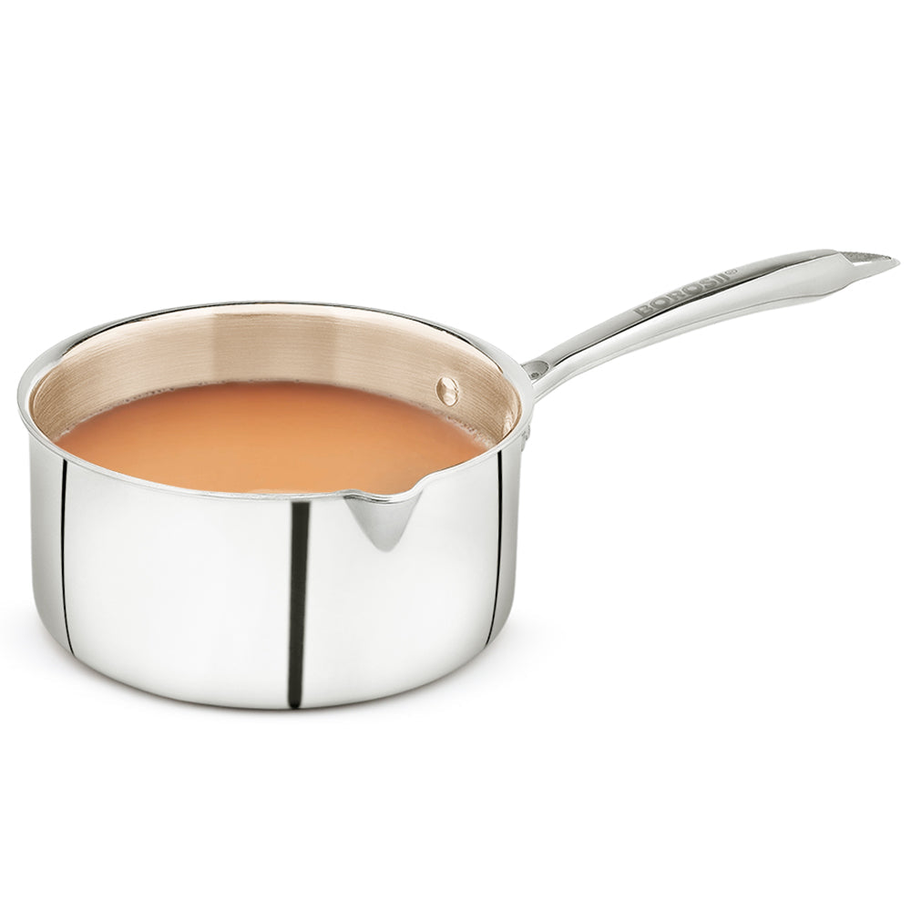 Borosil Cookfresh Triply Saucepan with Pouring Spout & Steel Handle