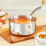 Borosil Cookfresh Triply Saucepan with Pouring Spout & Steel Handle