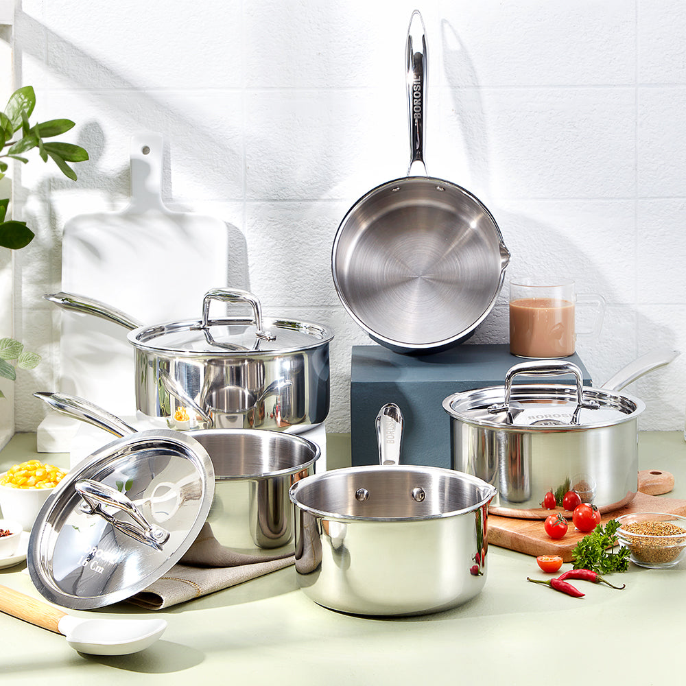 Borosil Cookfresh Triply Saucepan with Lid & Steel Handle