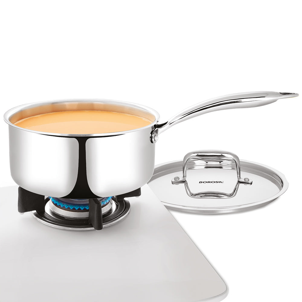 Borosil Cookfresh Triply Saucepan with Lid & Steel Handle