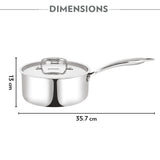 Borosil Cookfresh Triply Saucepan with Lid & Steel Handle