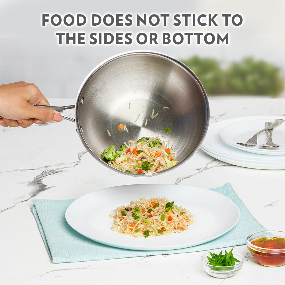 Borosil Cookfresh Stainless Steel Triply Wok with Lid