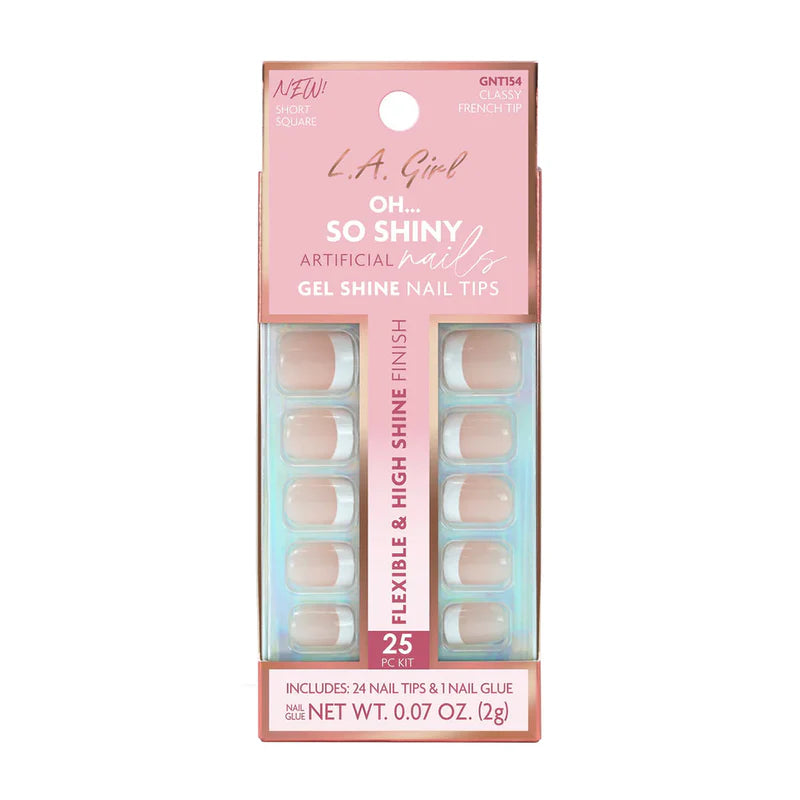 L.A. Girl Oh So Shiny Artificial Nail Tips-Classy French Tip-25 Pc Kit
