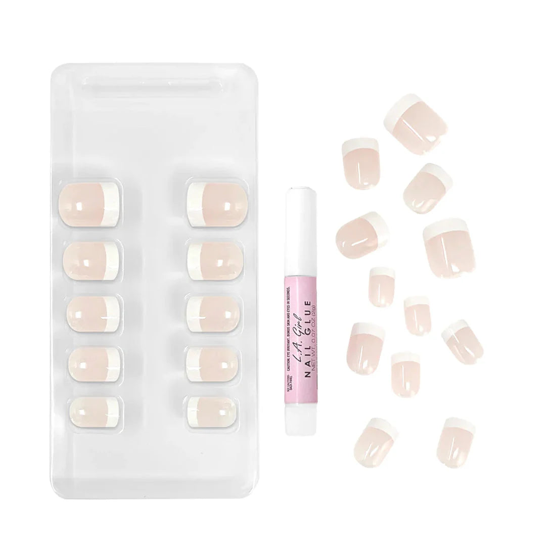 L.A. Girl Oh So Shiny Artificial Nail Tips-Classy French Tip-25 Pc Kit