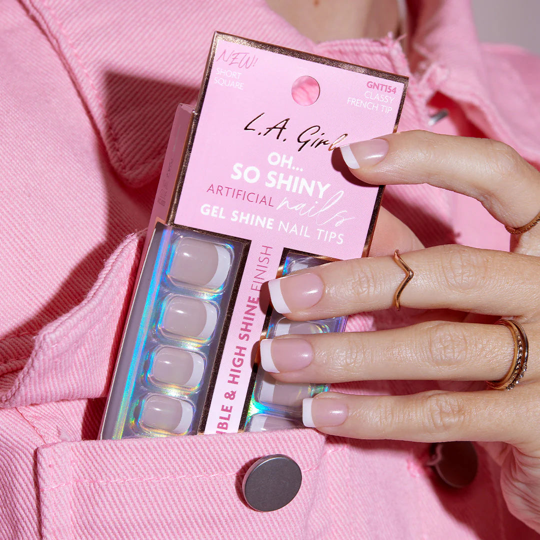 L.A. Girl Oh So Shiny Artificial Nail Tips-Classy French Tip-25 Pc Kit