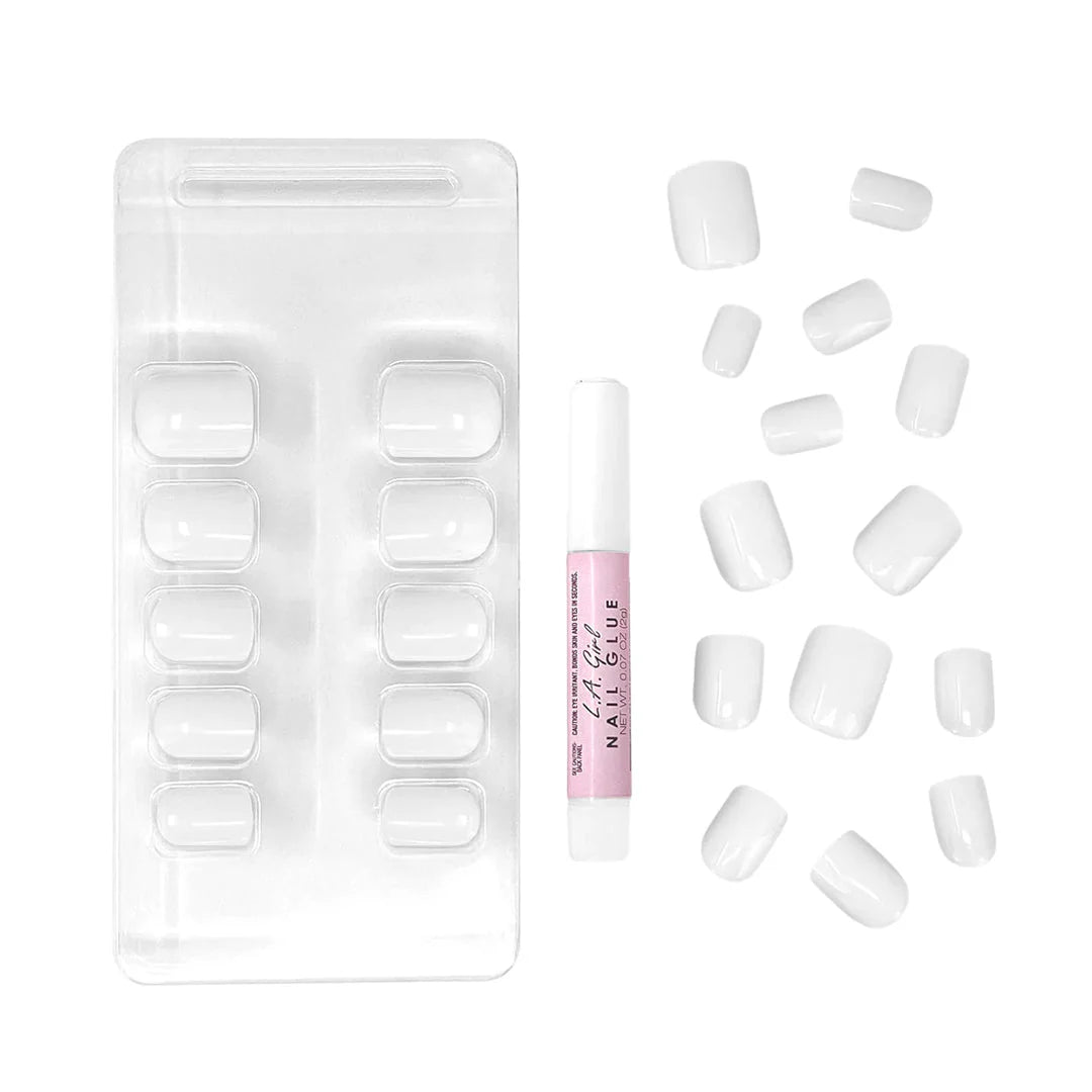 L.A. Girl Oh So Shiny Artificial Nail Tips-Cloud Nine -25 Pc Kit