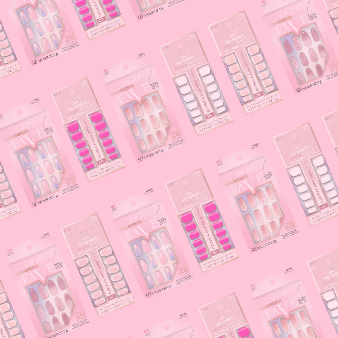 L.A. Girl Oh So Shiny Artificial Nail Tips-Cloud Nine -25 Pc Kit
