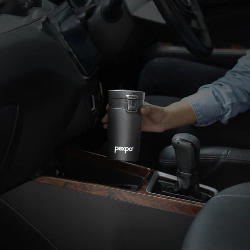 Pexpo Cocoa Thermo Steel Tumbler | Tri-Ply Vacuum Insulated Hot & Cold Flask | For Beverages 260 ML