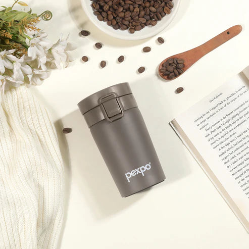 Pexpo Cocoa Thermo Steel Tumbler | Tri-Ply Vacuum Insulated Hot & Cold Flask | For Beverages 260 ML