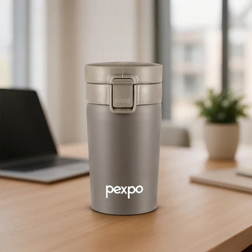 Pexpo Cocoa Thermo Steel Tumbler | Tri-Ply Vacuum Insulated Hot & Cold Flask | For Beverages 260 ML