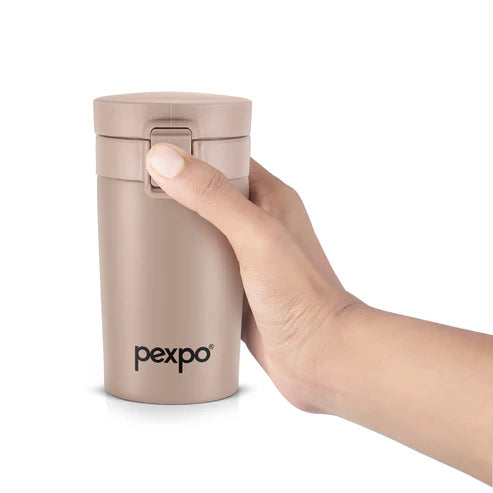 Pexpo Cocoa Thermo Steel Tumbler | Tri-Ply Vacuum Insulated Hot & Cold Flask | For Beverages 260 ML