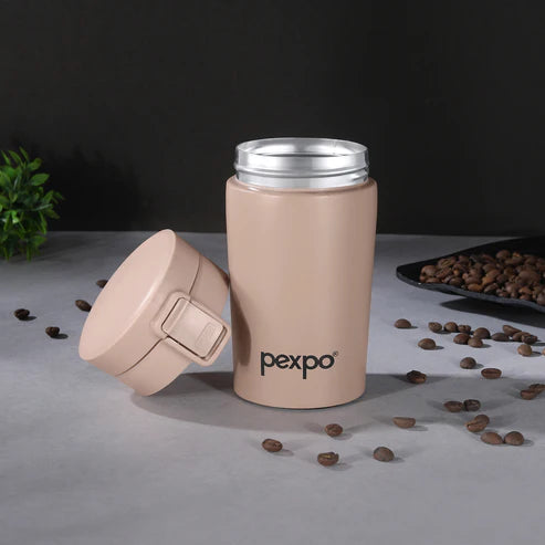 Pexpo Cocoa Thermo Steel Tumbler | Tri-Ply Vacuum Insulated Hot & Cold Flask | For Beverages 260 ML
