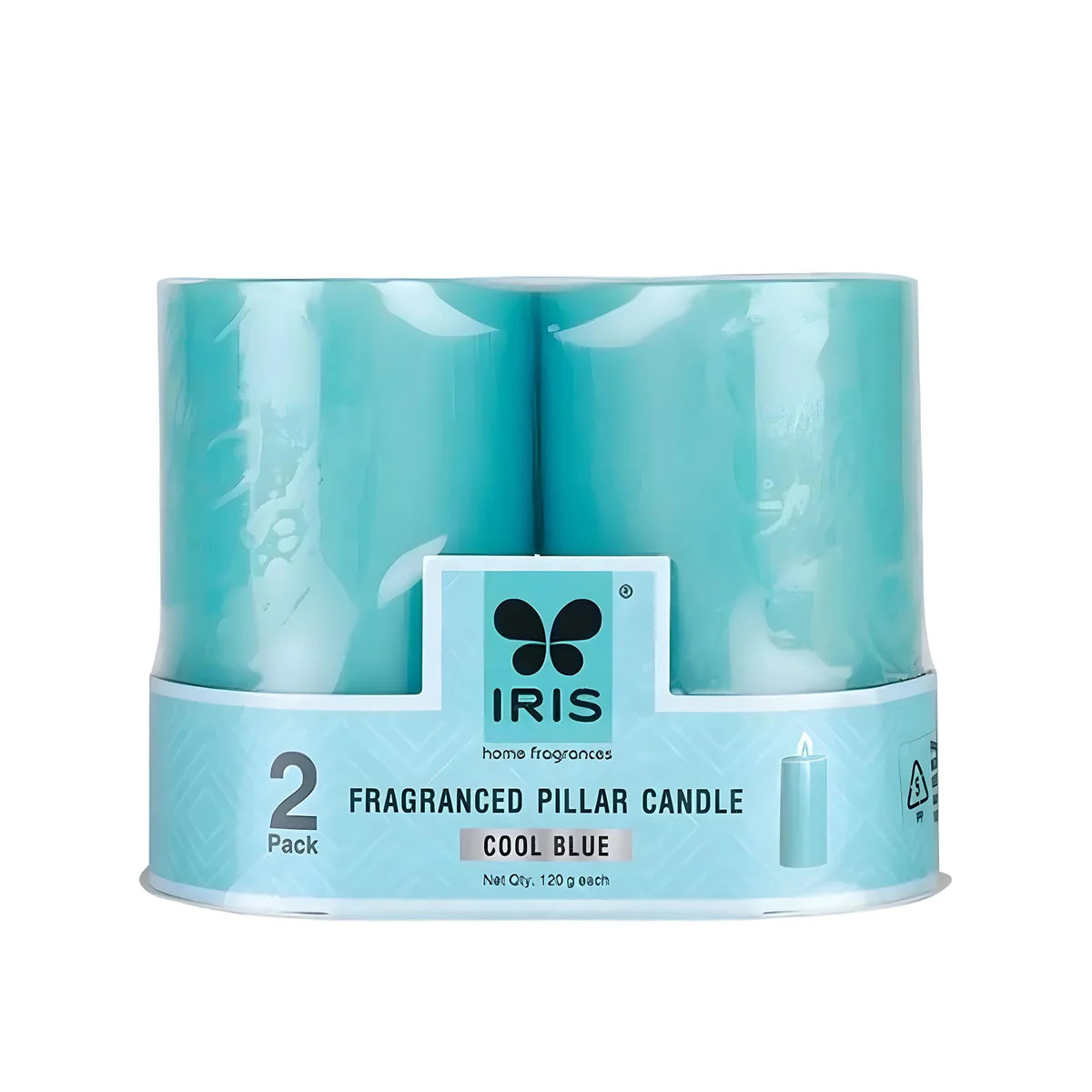 IRIS Cool Blue Fragranced Pillar Candles 120gm