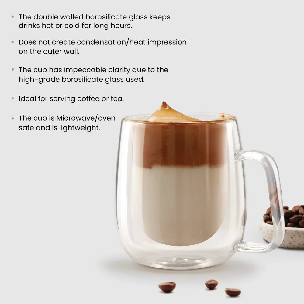 Milton Double Wall Tea/Coffee Glass Mug 260ML