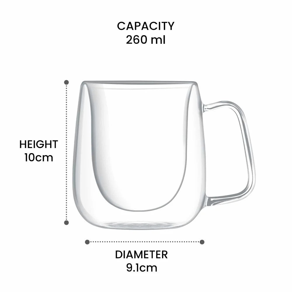 Milton Double Wall Tea/Coffee Glass Mug 260ML