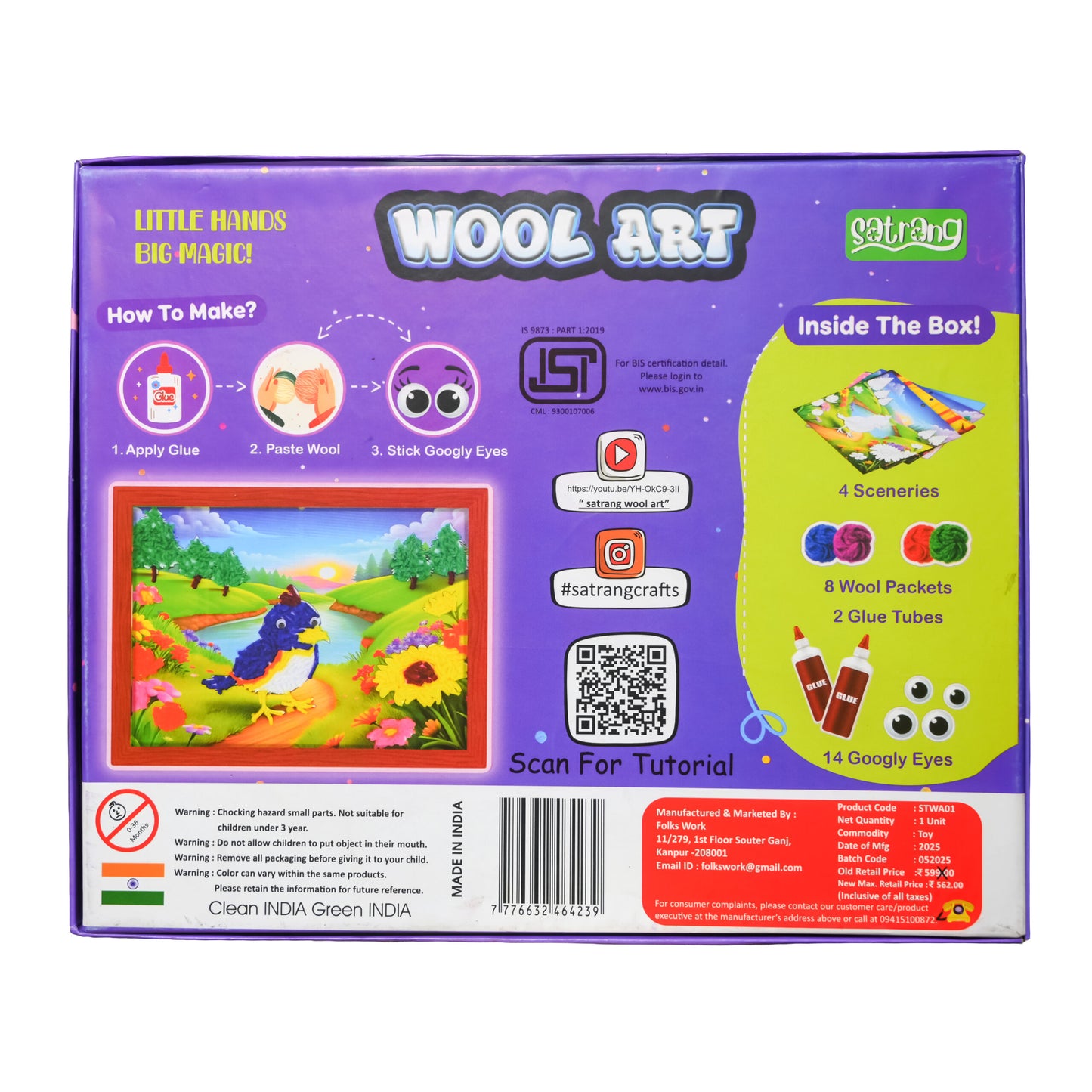 Folks Work Satrang Wool Art
