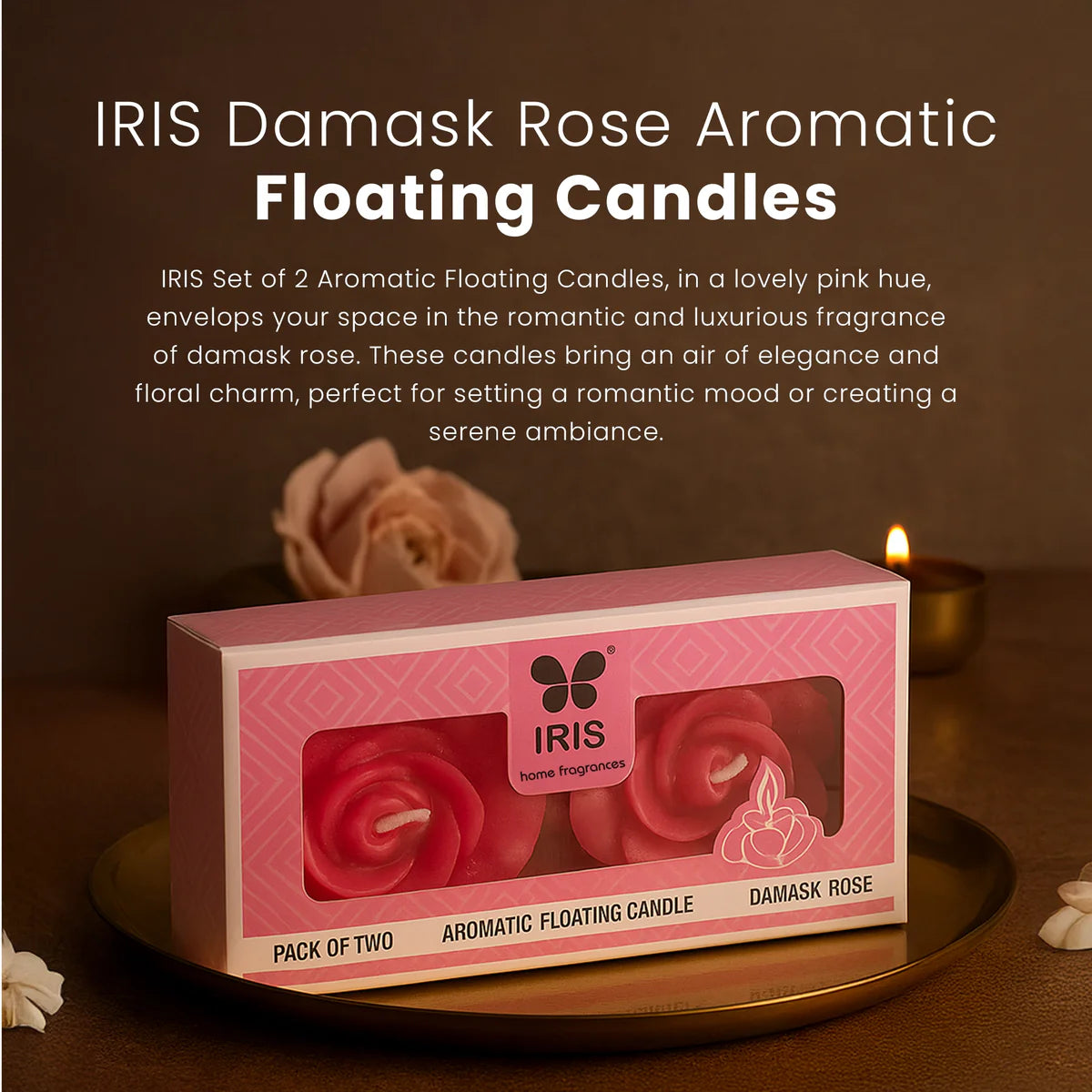 IRIS Damask Rose Aromatic Floating Candles 40GM