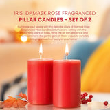 IRIS Damask Rose Fragranced Pillar Candles 120gm
