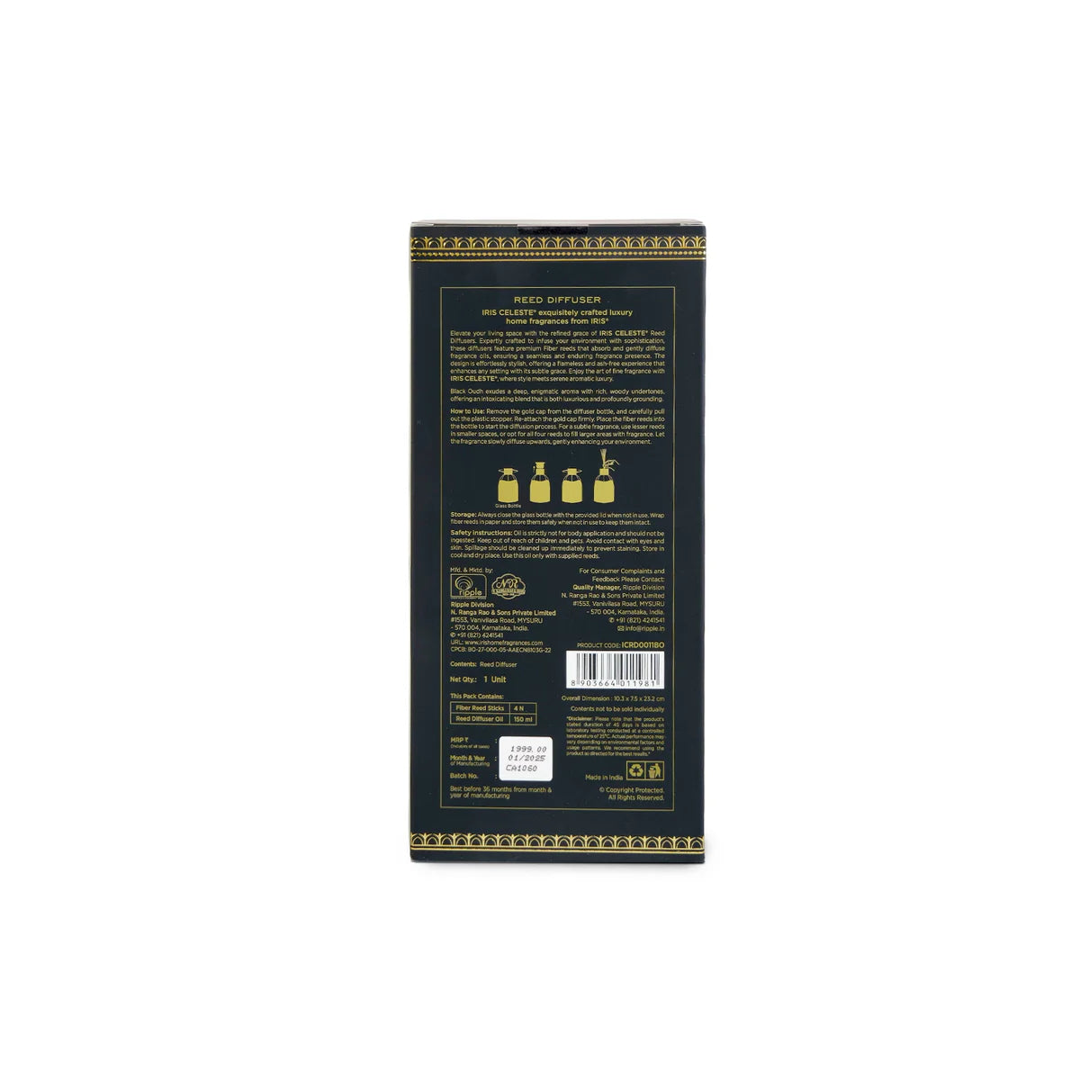 IRIS Celeste Black Oudh Reed Diffuser Set 150ml