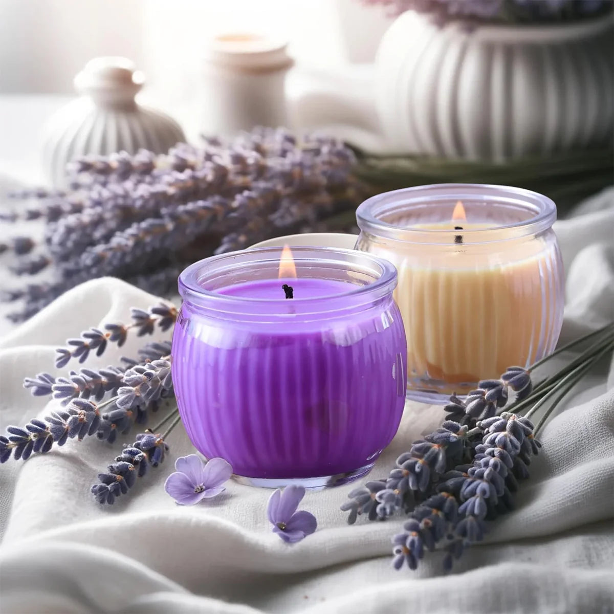 IRIS Ribbed Jar Candles - Lavender & Mango Sorbet  110GM