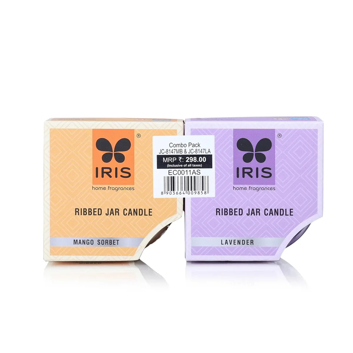 IRIS Ribbed Jar Candles - Lavender & Mango Sorbet  110GM