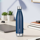 Borosil Personalised Bolt Double Wall Bottle, Matte Black and blue