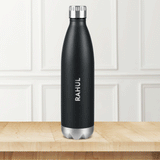 Borosil Personalised Bolt Double Wall Bottle, Matte Black and blue