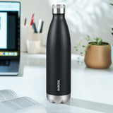 Borosil Personalised Bolt Double Wall Bottle, Matte Black and blue
