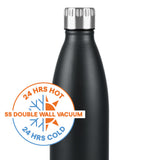 Borosil Personalised Bolt Double Wall Bottle, Matte Black and blue