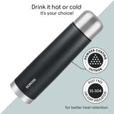 Borosil Thermo Double Wall Bottle, Matte Black