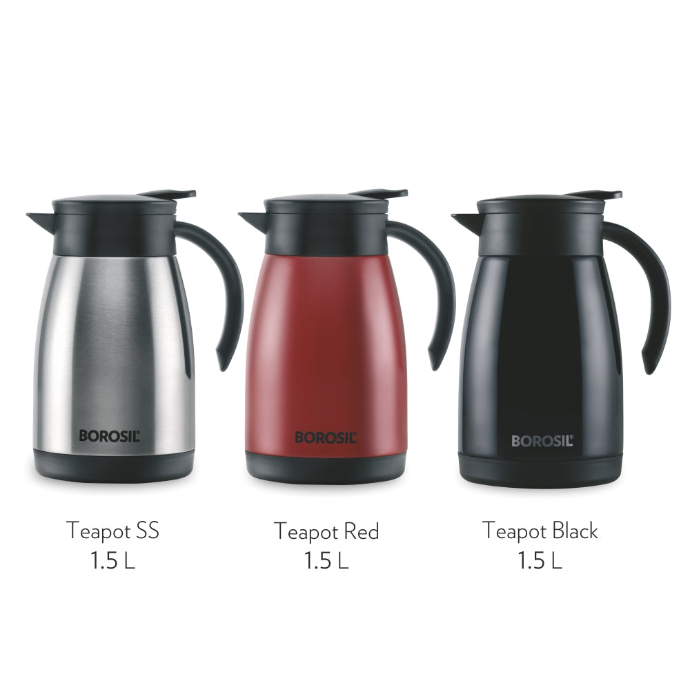 Borosil Insulated Tea Pot, Red, 1.5L