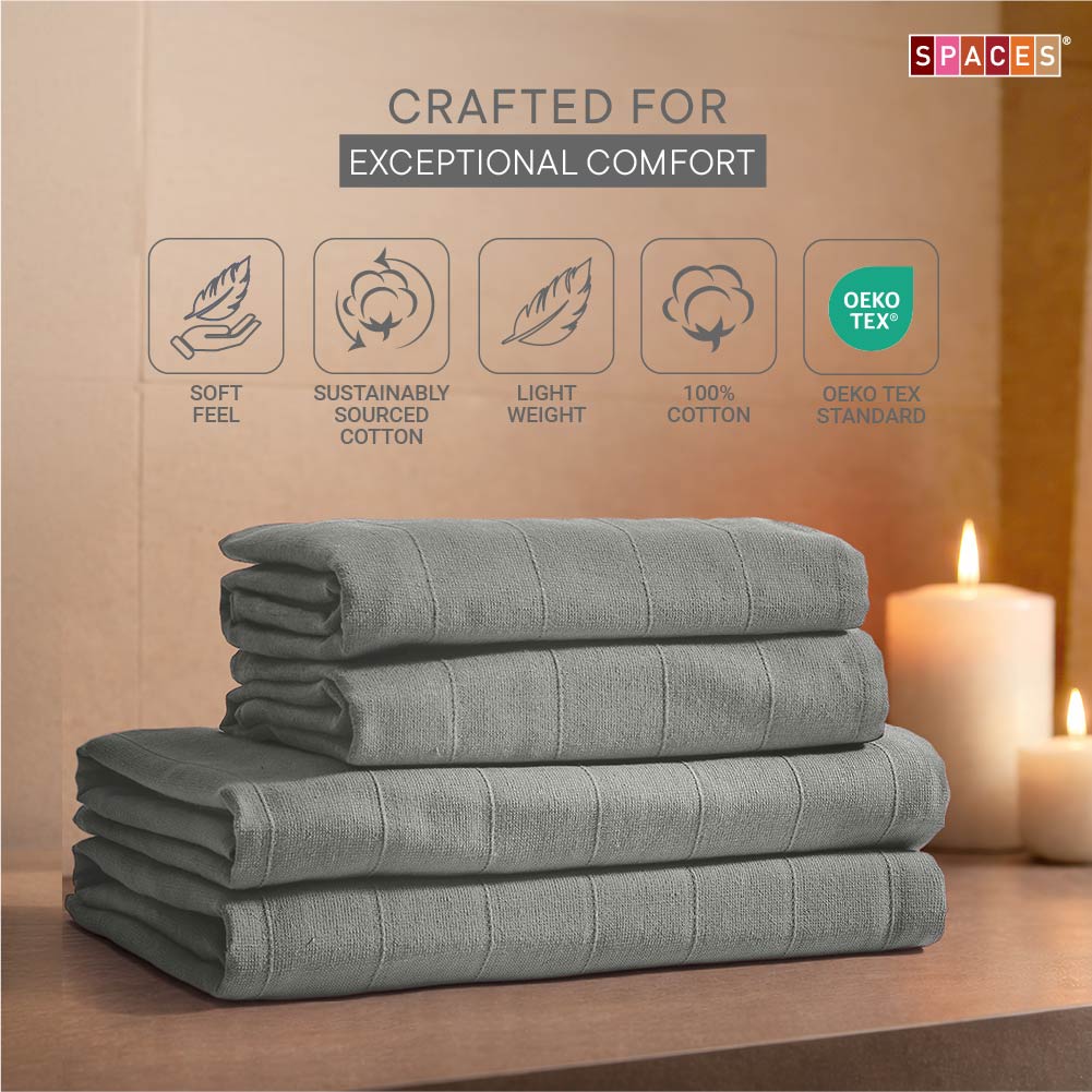 Spaces Freshlite 100% Cotton Bath Towel, 250 GSM, Solid Colours Available