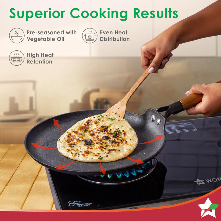 Wonderchef Pre-Seasoned Ferro Light Dosa Tawa 28cm