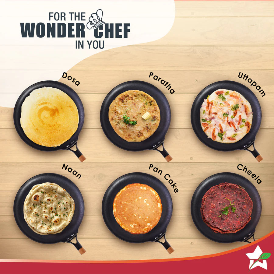 Wonderchef Pre-Seasoned Ferro Light Dosa Tawa 28cm