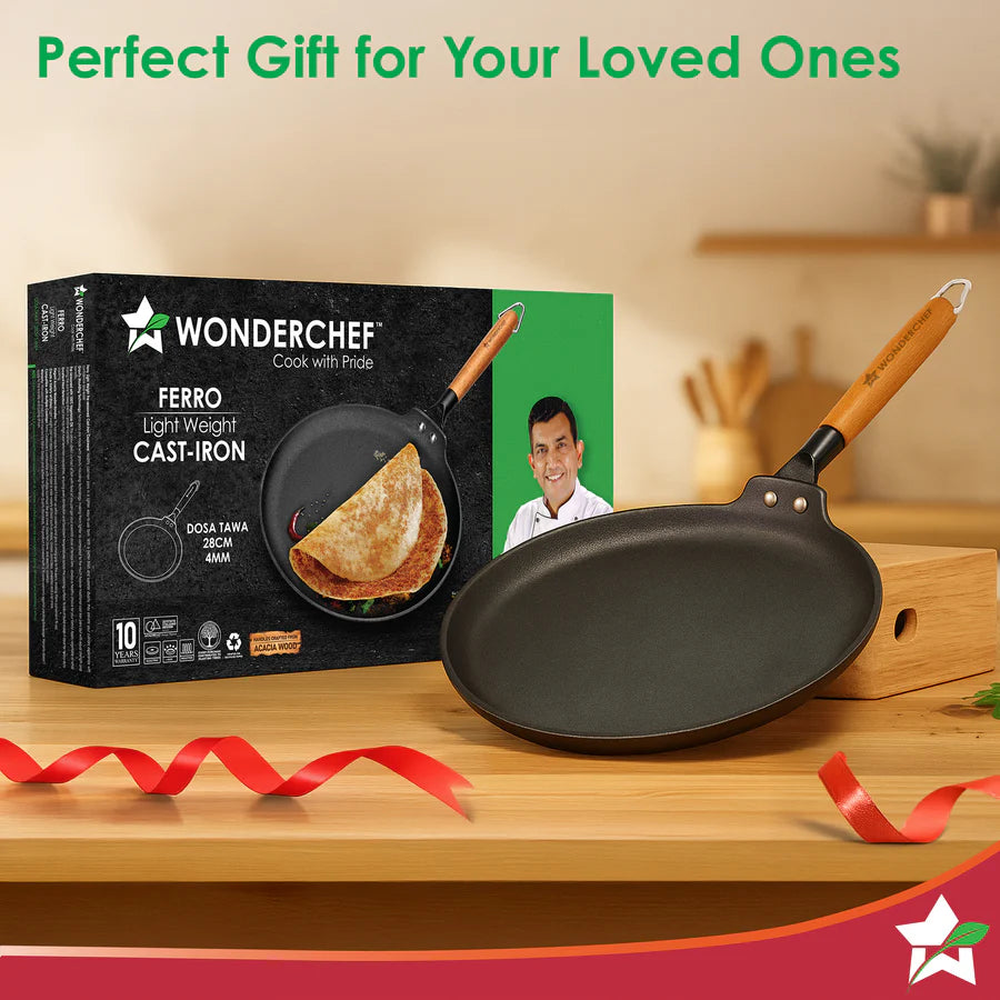 Wonderchef Pre-Seasoned Ferro Light Dosa Tawa 28cm